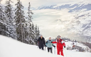 Pessoas esquiando em Les Arcs.