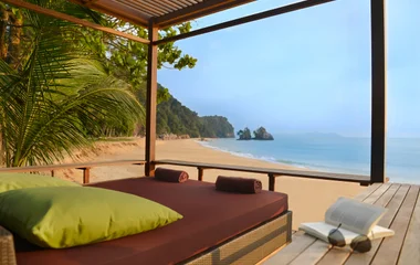 Club Med Cherating's chairs in front of the beach