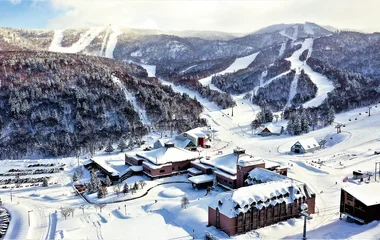 Pôr do sol nas montanhas de Hokkaido
