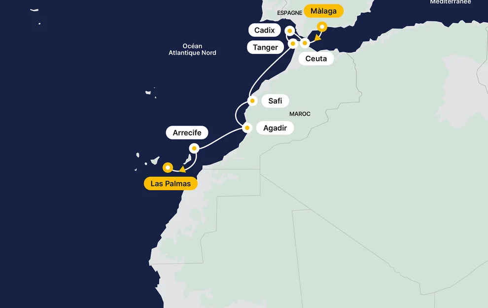 From Malaga to the Canary Islands