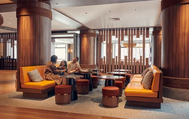 Interior elegante de resort com arquitetura tradicional japonesa moderna