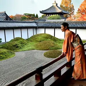 mujer en templo de Japón