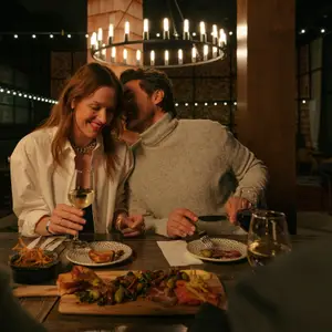 Casal em jantar romântico em Quebèc