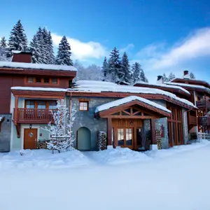 Vista do resort na neve