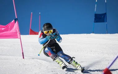 profissional praticando esqui alpino