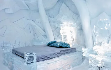 Quarto do hotel de gelo.