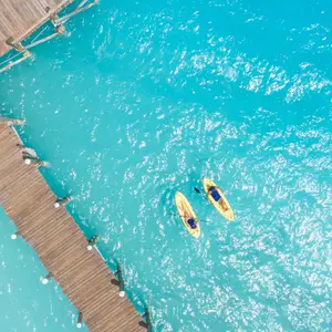 duas pranchas de stand up paddle em mar azul