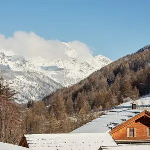 Chalé na neve.