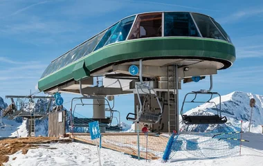 Teleférico na estação Balme Tour Vallorcine.