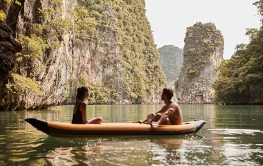 phuket thailand couple kayak grove