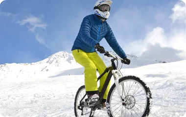 mountain biking on snow