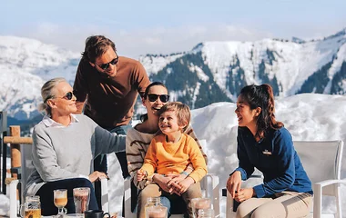 Family on their ski holidays