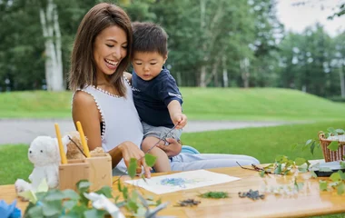 Woman holding a baby