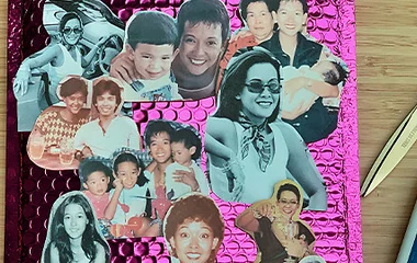 A man and a woman walking on a beach with palm trees