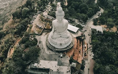 big buddha statue seen from above