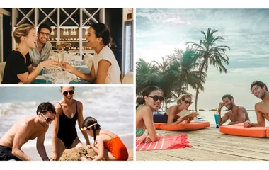 Collage of friends and family having fun on holiday