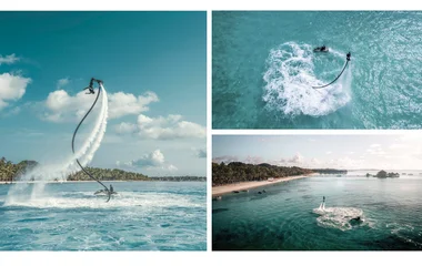 Collage of flyboard activity
