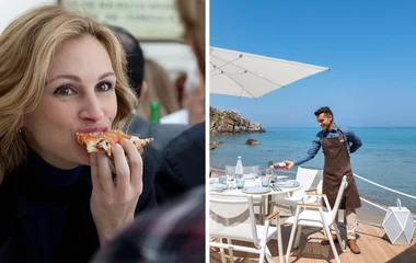 Collage of movie "Eat, Pray, Love" and Italian resort