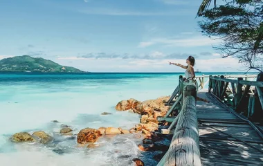 Woman exploring Seychelles surroundings