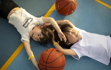 Child playing basketball