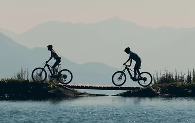 people riding bikes