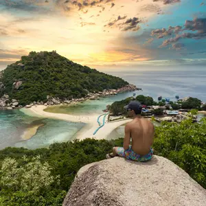 man sitting in front of Koh Samui