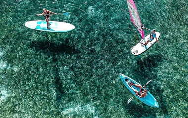 Perfect conditions for beginner windsurfing lessons at Club Med