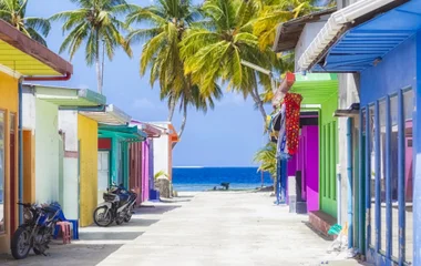 Colourful houses in the Maldives