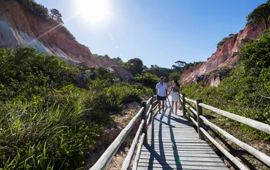 couple au brésil à trancoso qui marche dans la nature