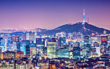 Vue nocturne sur la ville de Séoul lors d'un voyage en Corée du Sud