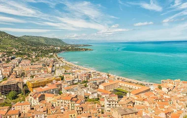 Beautiful beach in Cefalu, Sicily