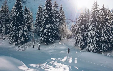 Snow and mountain under the sun