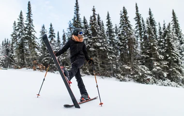 skiing in the fresh snow