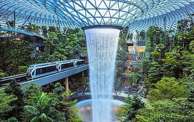 Airport waterfall