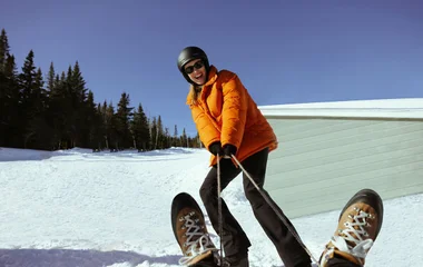 Nordic Walking during ski resort holiday