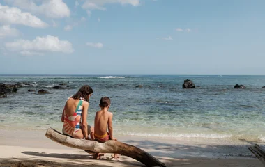 mother and child on the beach