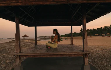 Yoga on the beach in Indonesia