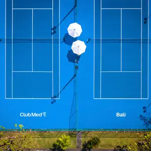 View of tennis courts