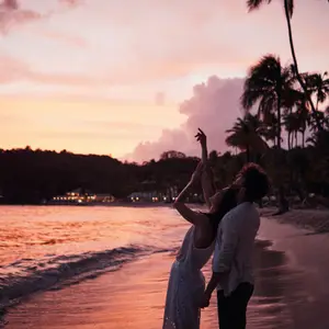 couple on the beach in Guadeloupe