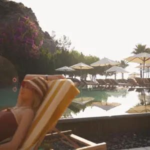 lady lying on a lounger in Kemer resort