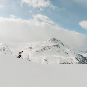 Skiing on the slopes in the French Alps