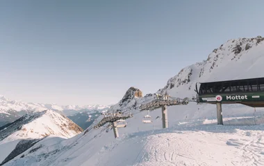 Top of the ski lift in the French alps