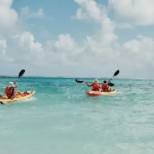 family kayaking in the Dominican Republic
