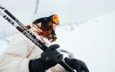 woman equipped with snow gear