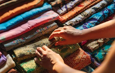 fabric in a market in bali