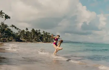 mother and daughter on the beach