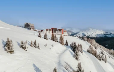 Vista aérea da estação de La Plagne