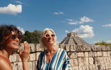 Sítio arqueológico de Chichén Itzá próximo a Cancun no Caribe