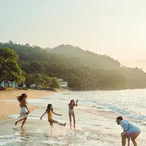 Family on the beach during their holidays