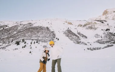 Dad and son on mountain